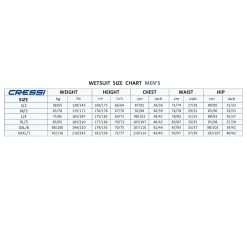 Cressi Tracina 3.5mm Wetsuits -Alvey shop cressi wetsuit size chart 1 1