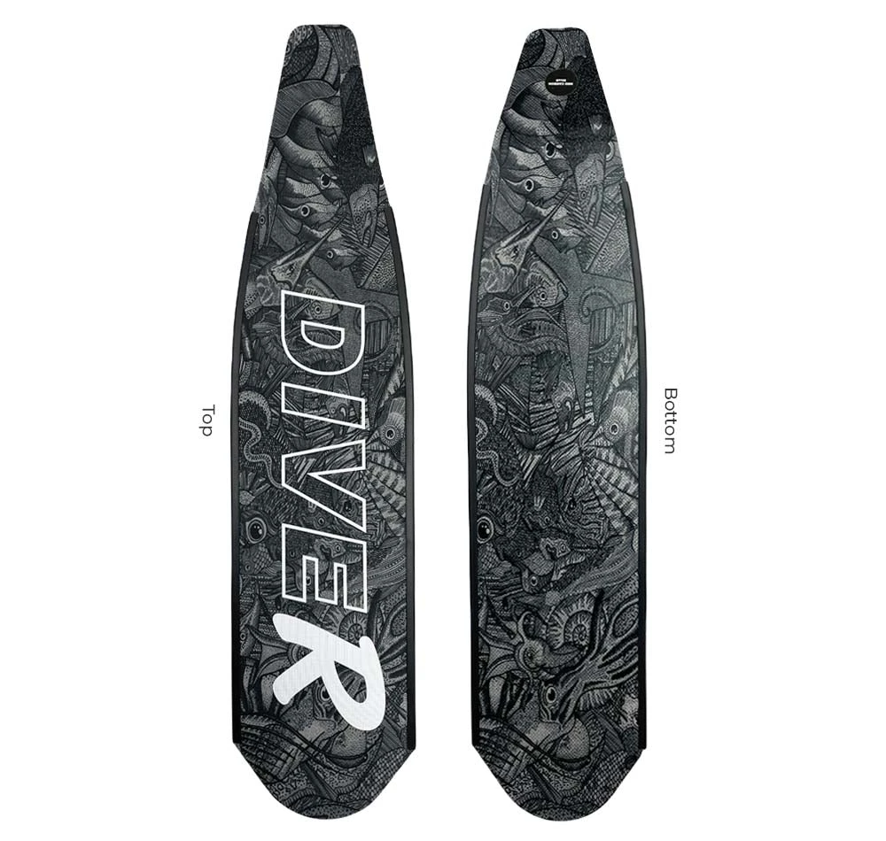 DiveR Carbon Monochrome Reef Life Fin Blades 3 DiveR Carbon Monochrome Reef Life Fin Blades